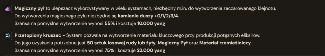 Receptury Magicznego Pyłu i Przetopionego Kruszcu