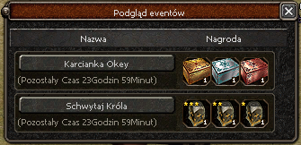 Podgląd aktywnych eventów i nagród